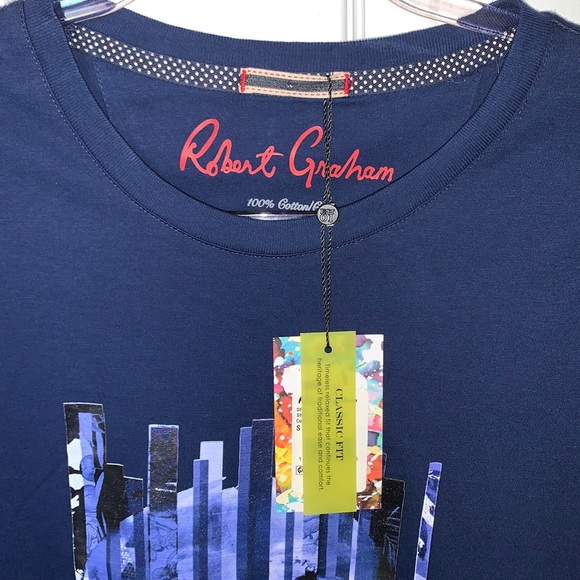 Robert Graham skull navy blue tee shirt BEYER - Picture 2 of 5